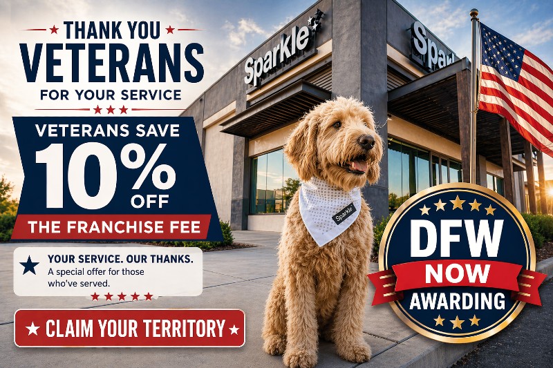 VETERANS SAVE 10% OFF FRANCHISE FEE AT SPARKLE GROOMING DFW